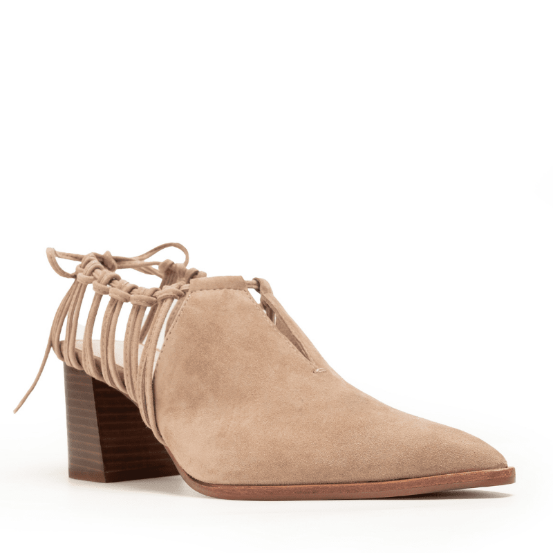 CHRISTINA - TAUPE LACE-BACK BOOTIE