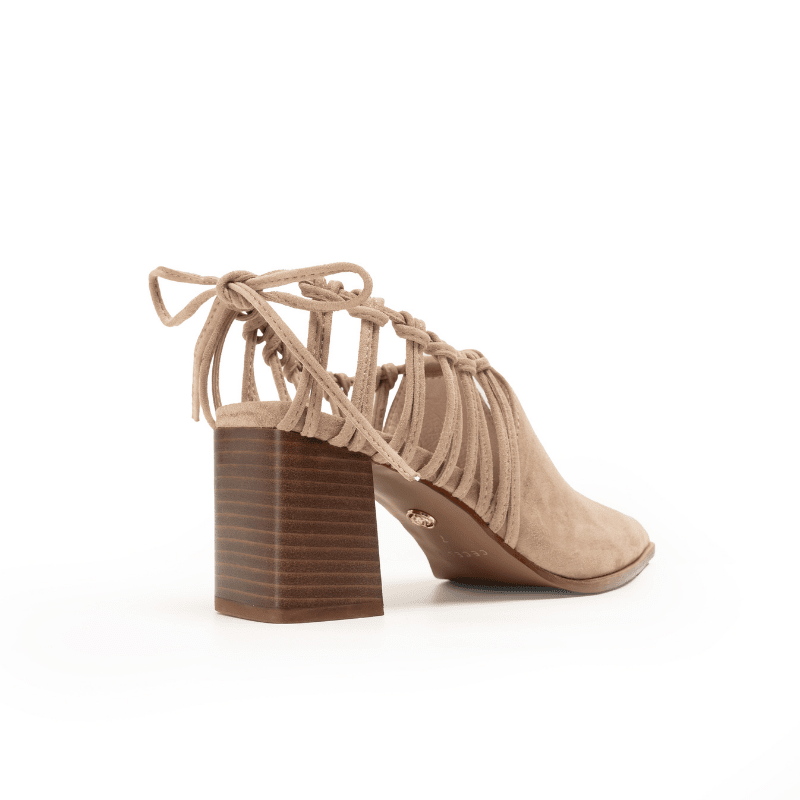 CHRISTINA - TAUPE LACE-BACK BOOTIE
