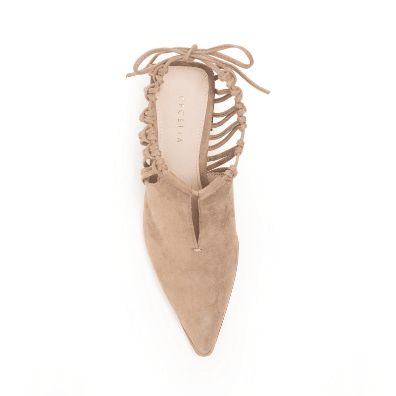 CHRISTINA - TAUPE LACE-BACK BOOTIE