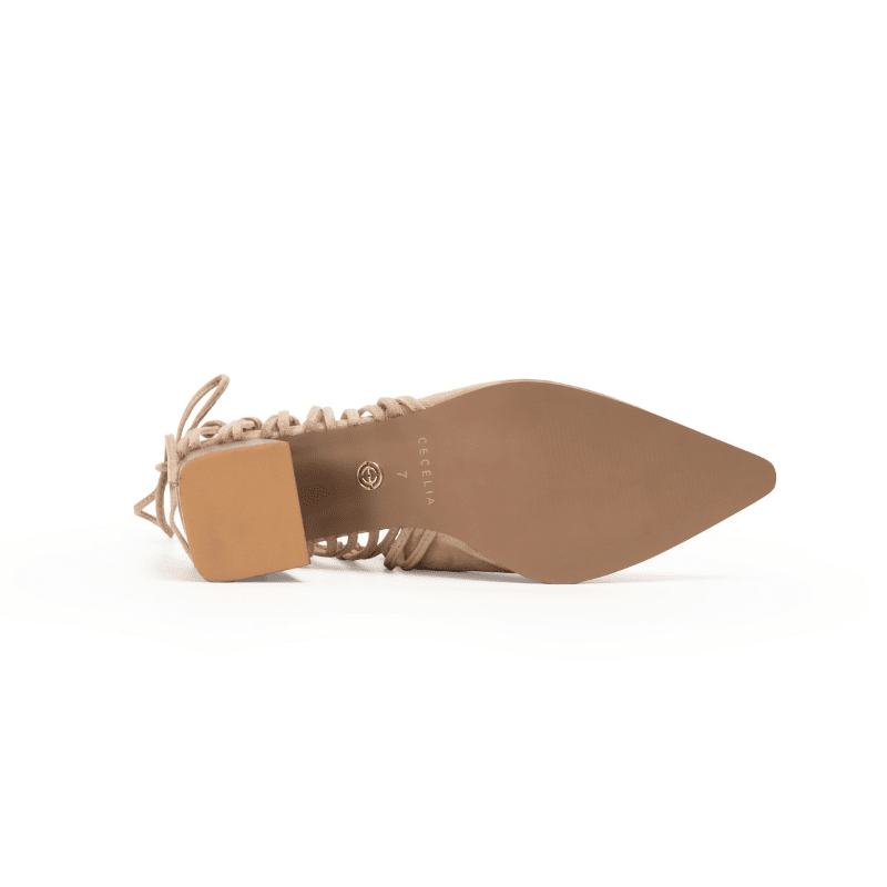 CHRISTINA - TAUPE LACE-BACK BOOTIE