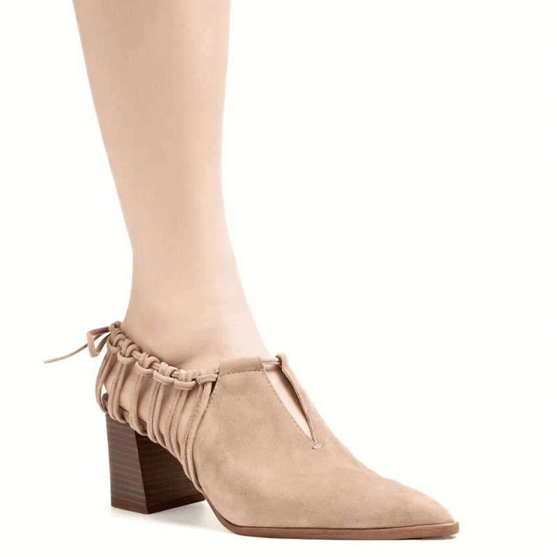 CHRISTINA - TAUPE LACE-BACK BOOTIE