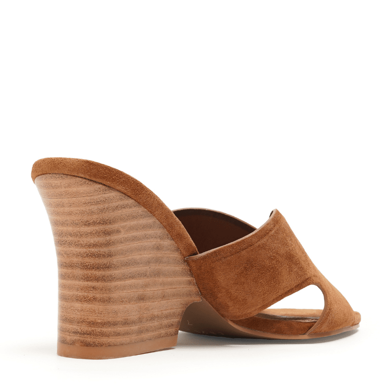 FAYE - COGNAC SUEDE SLIDE SANDAL