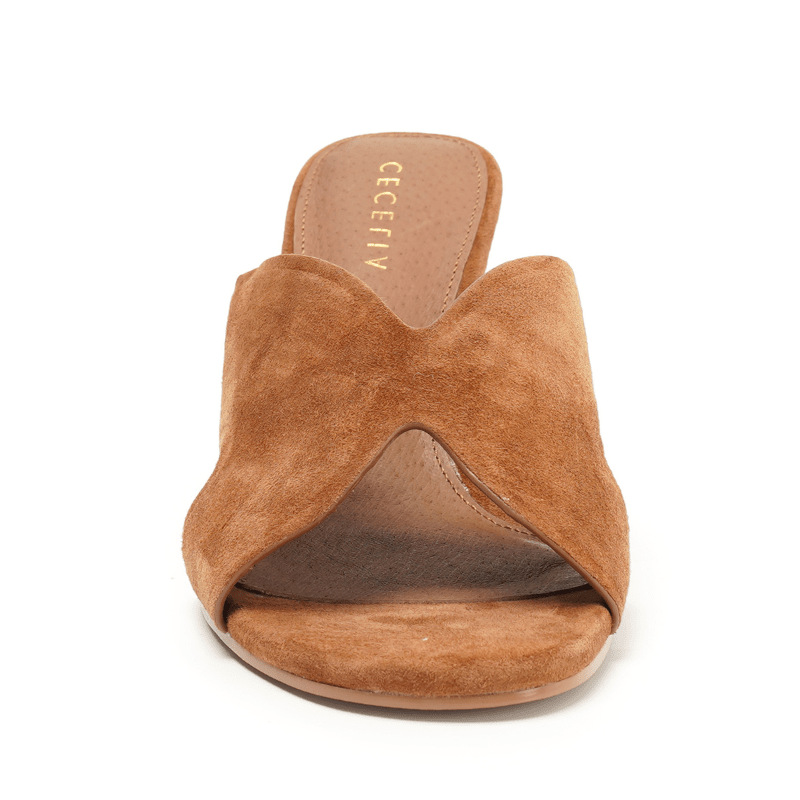 FAYE - COGNAC SUEDE SLIDE SANDAL