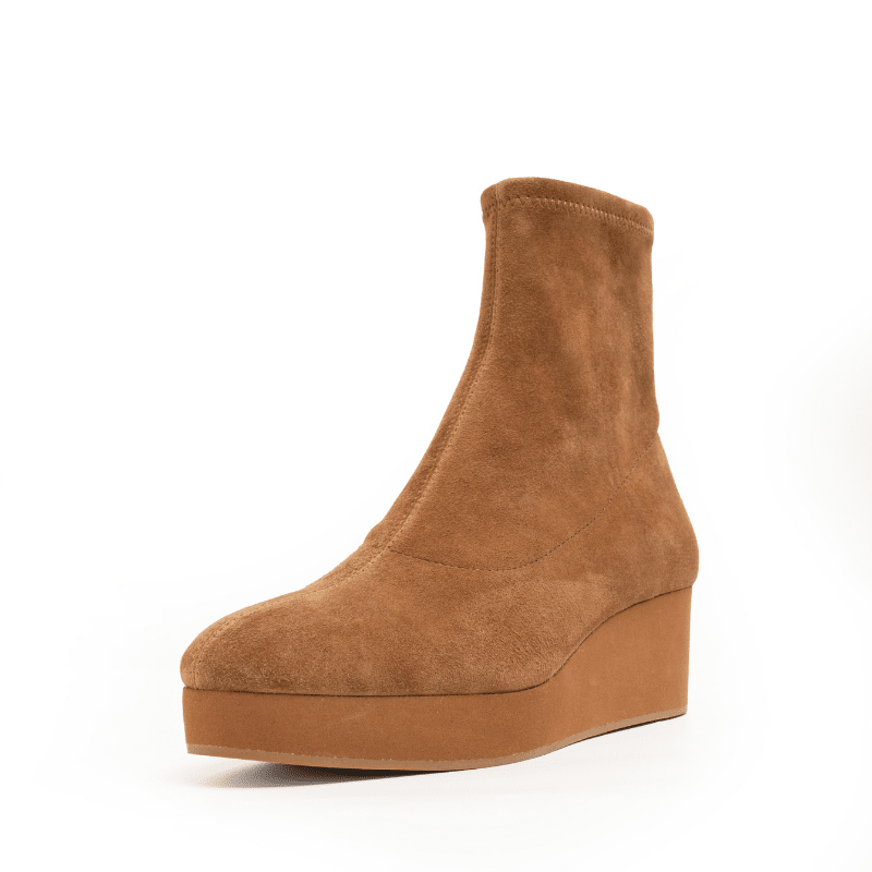 GATE - COGNAC SUEDE WEDGE BOOTIE