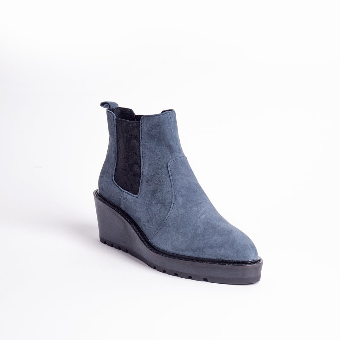 Navy suede wedge boots hotsell