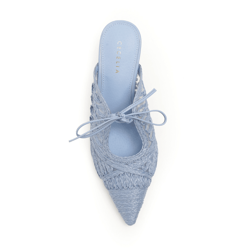 Trendy Blue Fall Slide Raffia Lace Slide Mule Trends 2026