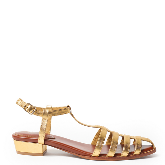 gold metallic leather summer sandal