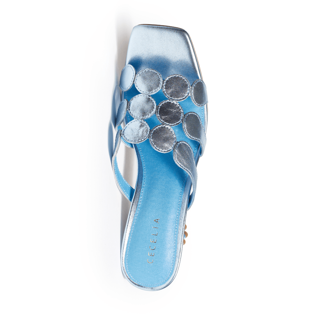 JESSICA - Blue Metallic Slide Sandal – Cecelia New York