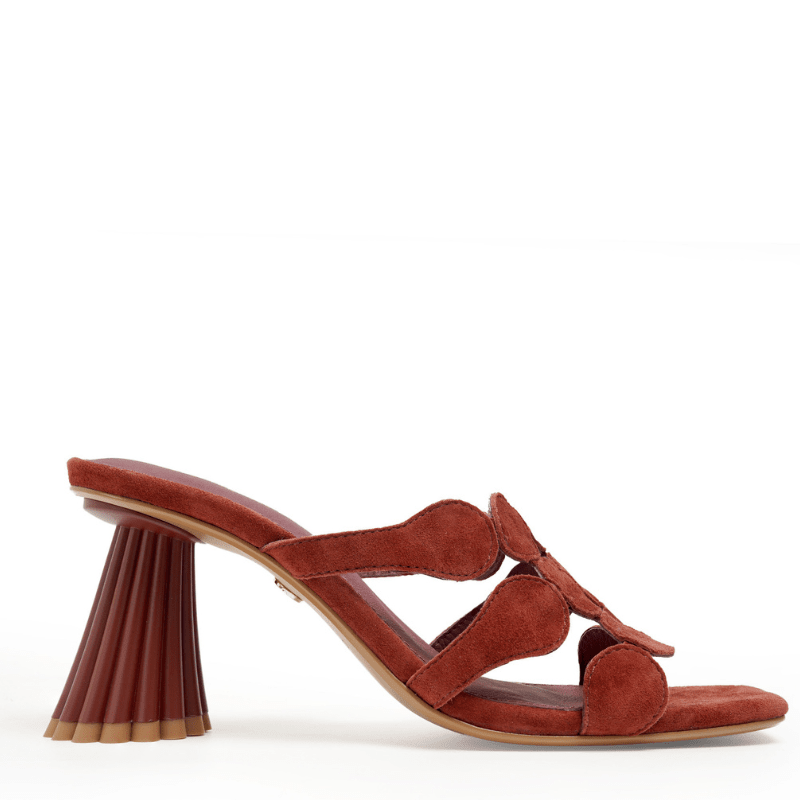 Fall Wine Slide Sandal with Sculpted Heel