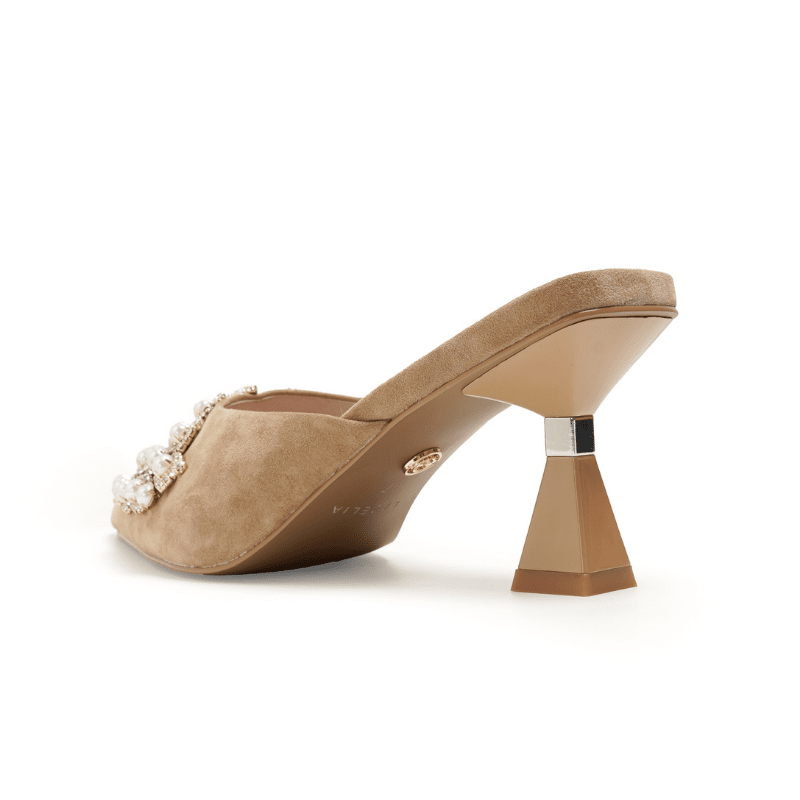 JOICE - SAND SUEDE PEARL MULE