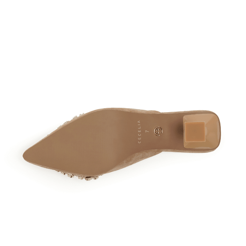 JOICE - SAND SUEDE PEARL MULE