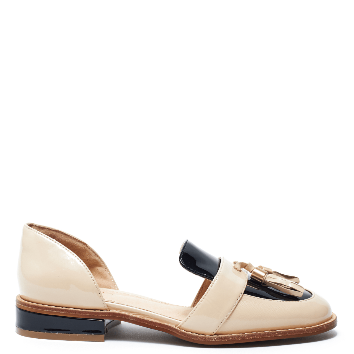 LINEAR - Nude and Black Patent Leather