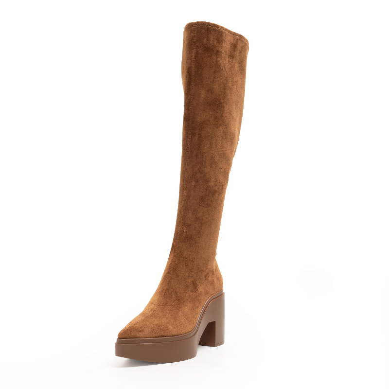 LAWRENCE TALL- COGNAC STRETCH SUEDE