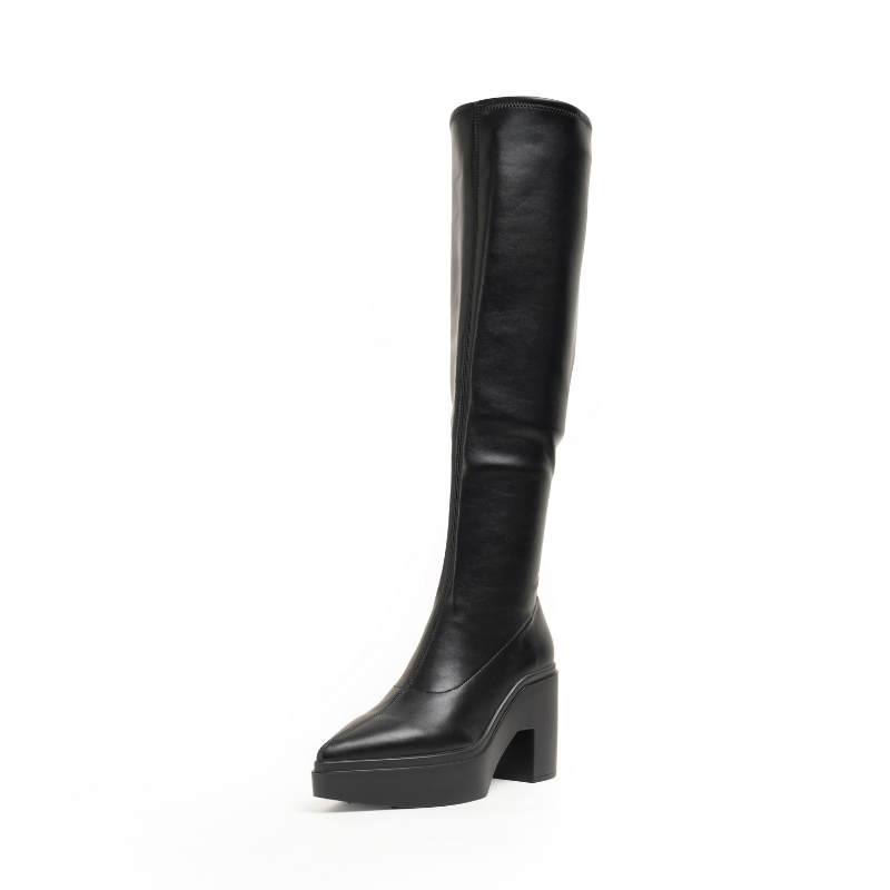 LAWRENCE  TALL - BLACK STRETCH LEATHER