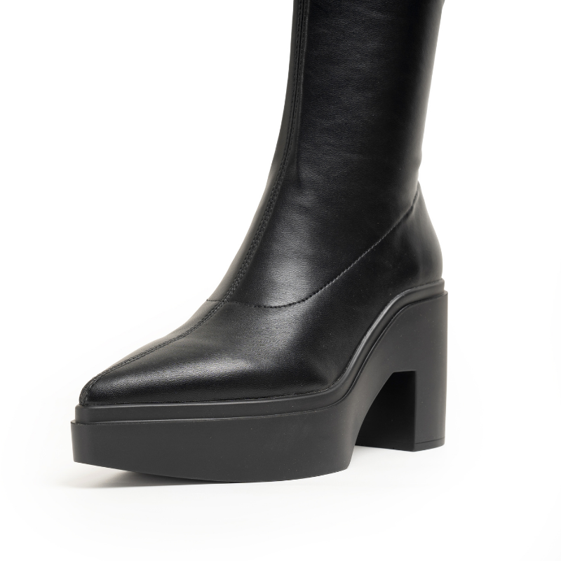 LAWRENCE  TALL - BLACK STRETCH LEATHER