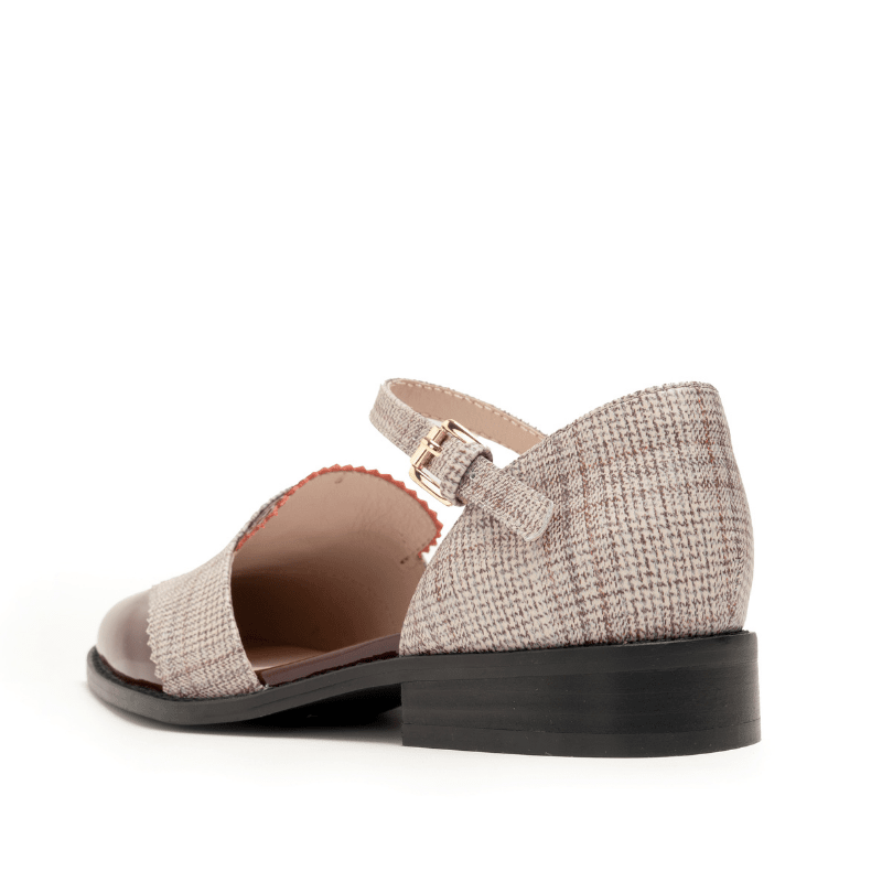 LEMON - BURGUNDY PLAID PATENT FLAT