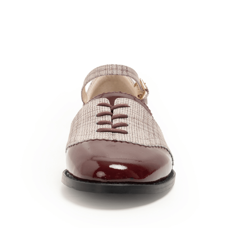 LEMON - BURGUNDY PLAID PATENT FLAT