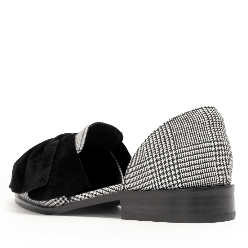 LUNAR - BLACK WHITE PLAID BOW FLAT