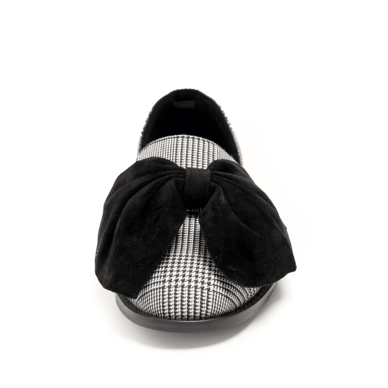 LUNAR - BLACK WHITE PLAID BOW FLAT