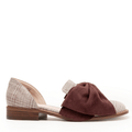 LUNAR - BROWN & BURGUNDY PLAID BOW FLAT