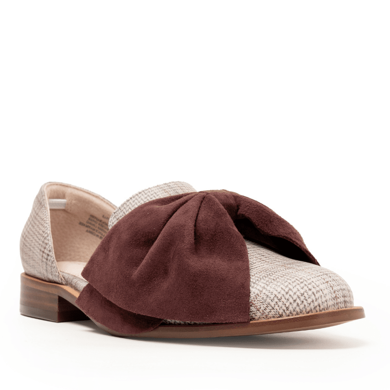 LUNAR - BROWN & BURGUNDY PLAID BOW FLAT