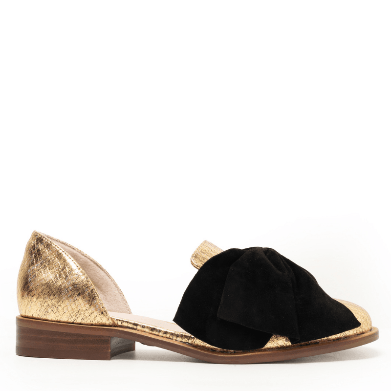 LUNAR - GOLD SNAKE BLACK BOW FLAT