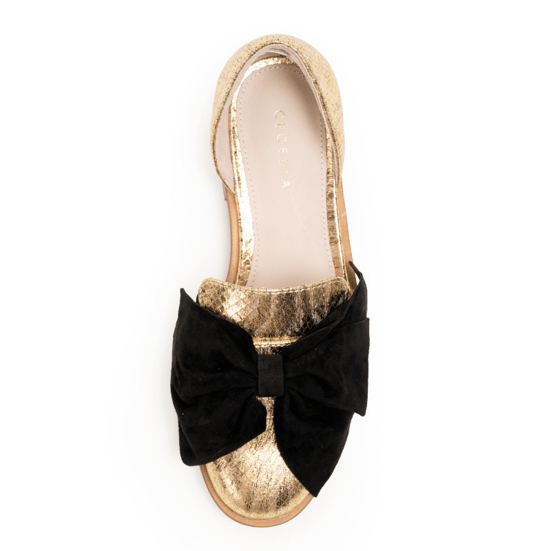 LUNAR - GOLD SNAKE BLACK BOW FLAT
