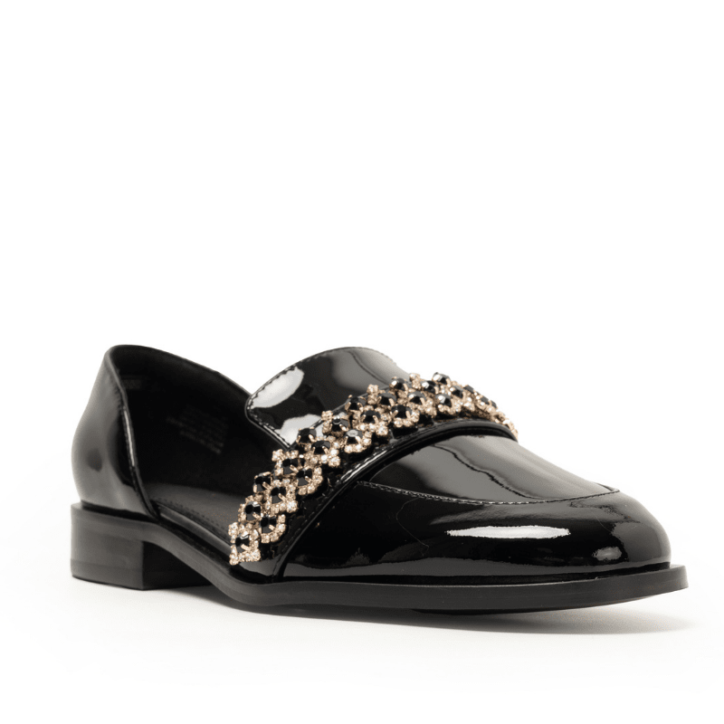 LUNAR - BLACK PATENT CHAIN FLAT