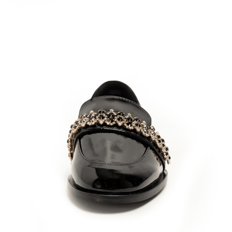 LUNAR - BLACK PATENT CHAIN FLAT