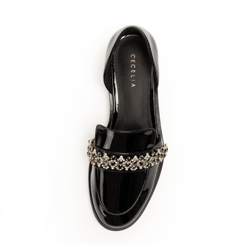 LUNAR - BLACK PATENT CHAIN FLAT