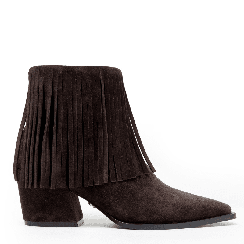 MAJO FRINGE - CHOCOLATE SUEDE BOOTIE