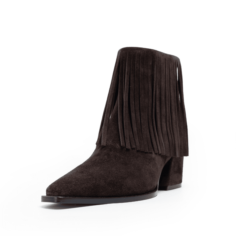 MAJO FRINGE - CHOCOLATE SUEDE BOOTIE