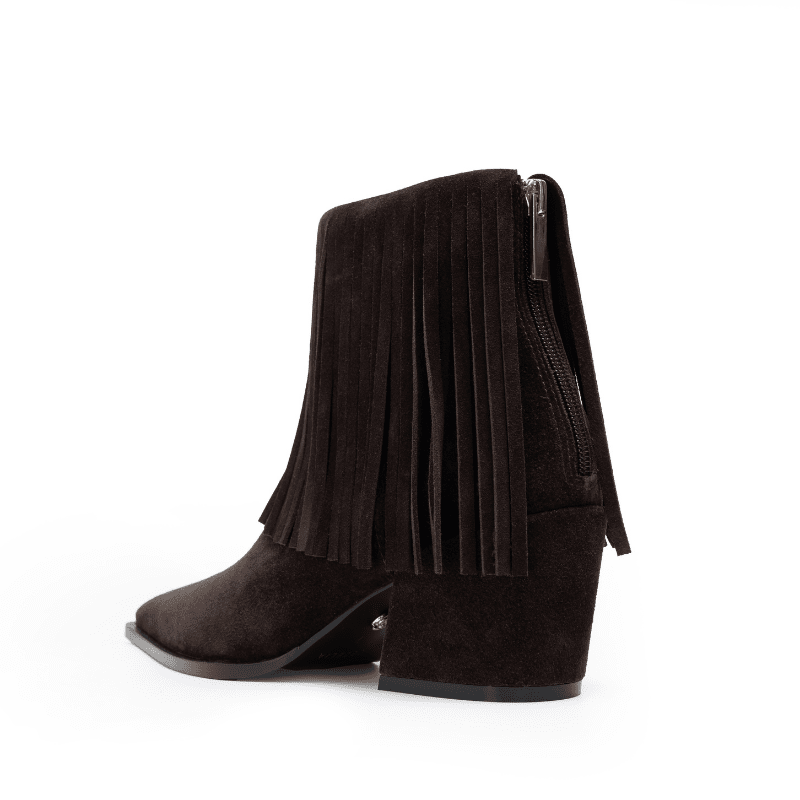 MAJO FRINGE - CHOCOLATE SUEDE BOOTIE