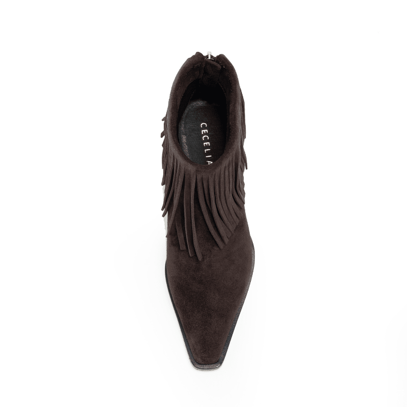 MAJO FRINGE - CHOCOLATE SUEDE BOOTIE