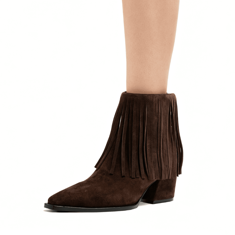 MAJO FRINGE - CHOCOLATE SUEDE BOOTIE