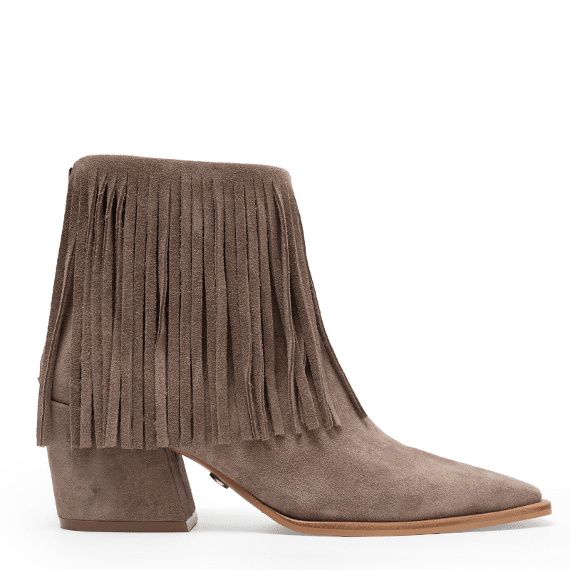 MAJO FRINGE - TAUPE SUEDE BOOTIE