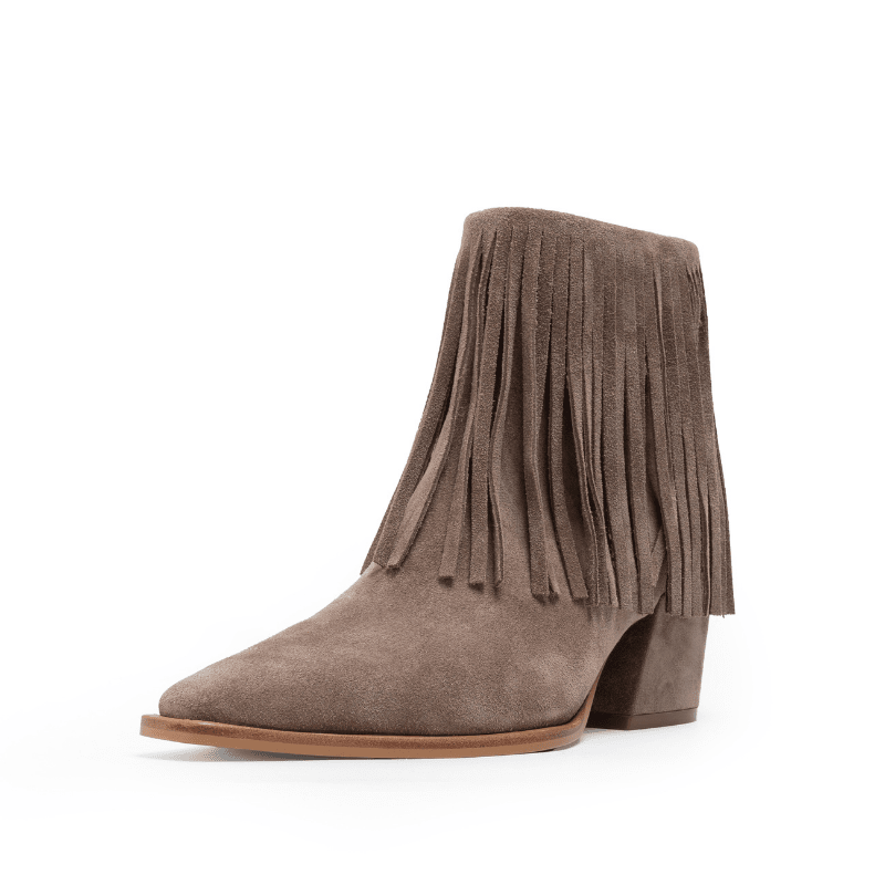 MAJO FRINGE - TAUPE SUEDE BOOTIE