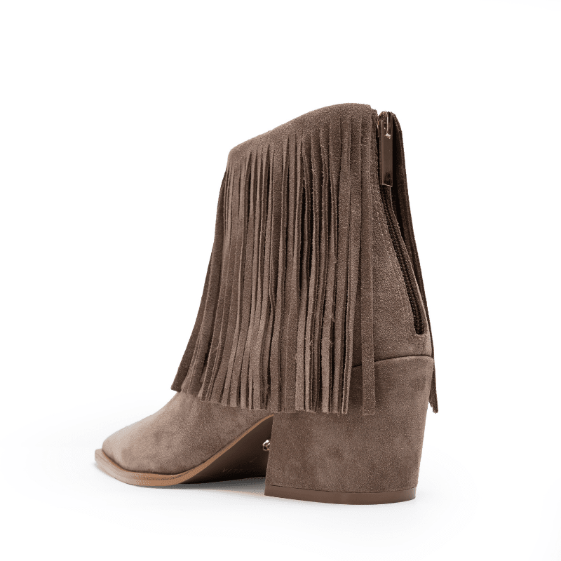 MAJO FRINGE - TAUPE SUEDE BOOTIE