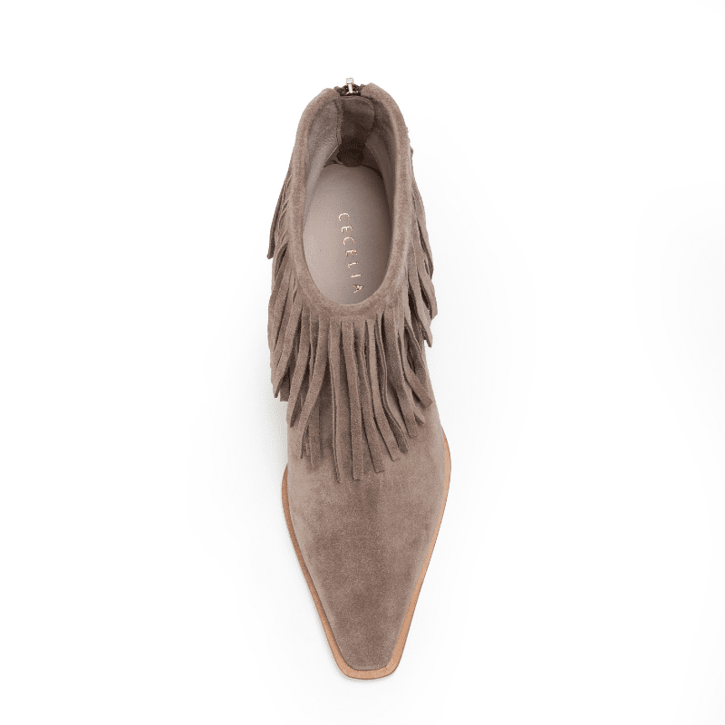 MAJO FRINGE - TAUPE SUEDE BOOTIE