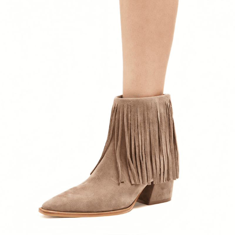 MAJO FRINGE - TAUPE SUEDE BOOTIE