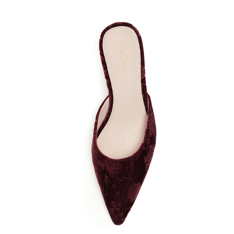 MELONY - BURGUNDY VELVET MULE
