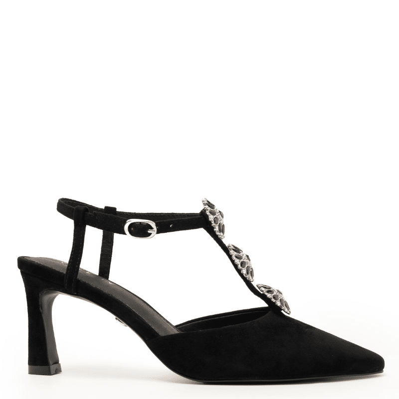 NICHE - BLACK VELVET T-STRAP HEEL