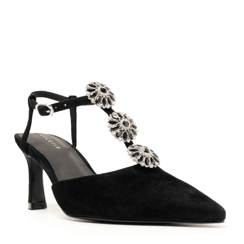 NICHE - BLACK VELVET T-STRAP HEEL