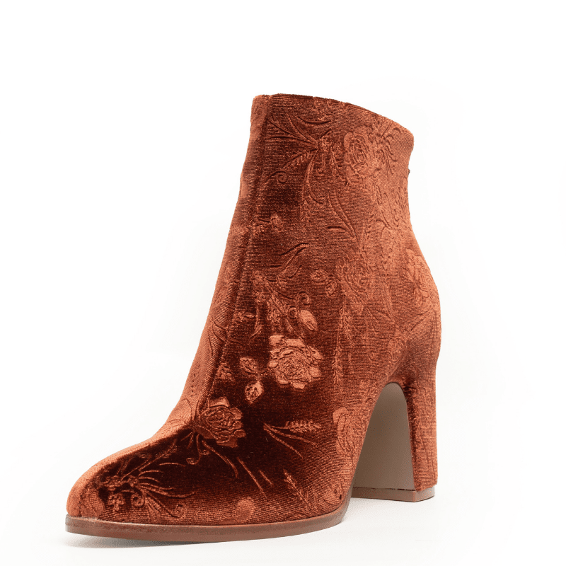 NOELLOW - COGNAC ROSE VELVET BOOTIE