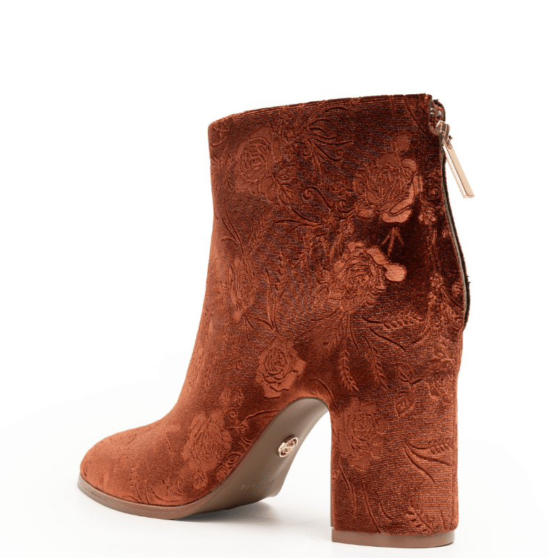 NOELLOW - COGNAC ROSE VELVET BOOTIE