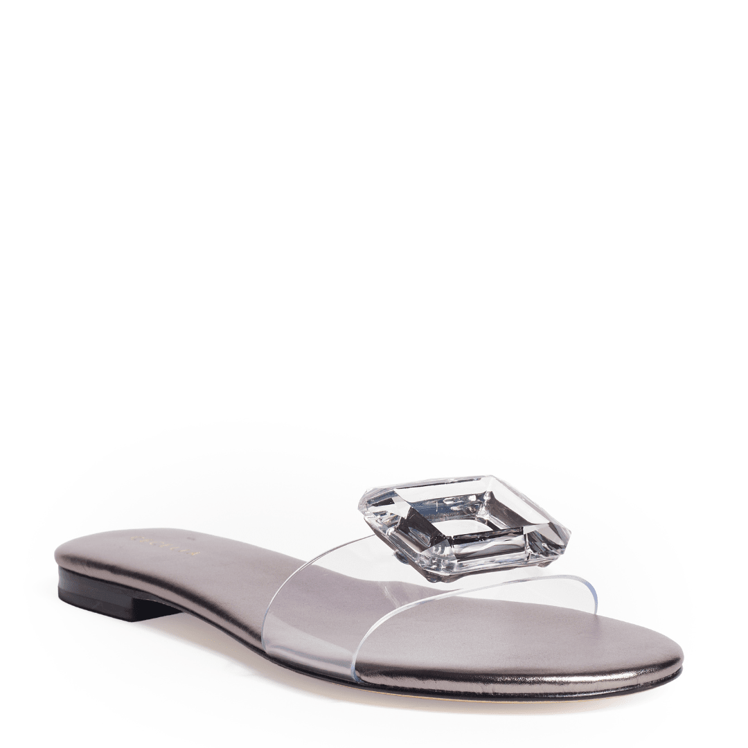 PHILLIS - Pewter Flat Sandal