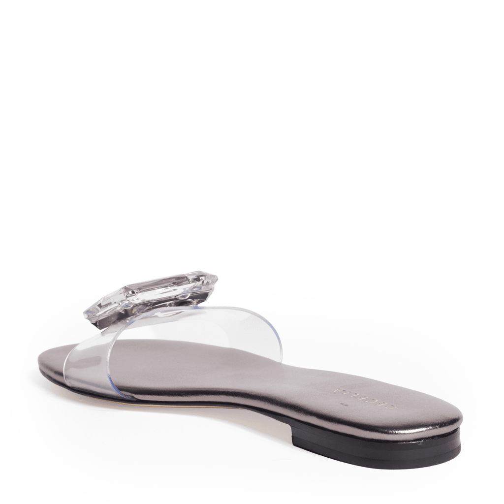 PHILLIS - Pewter Flat Sandal