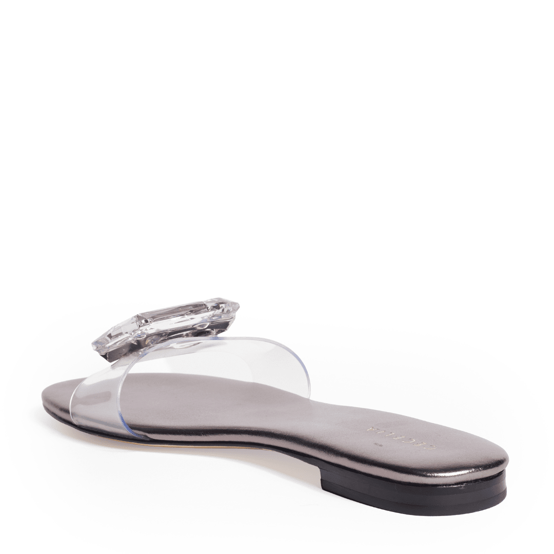 PHILLIS - Pewter Flat Sandal