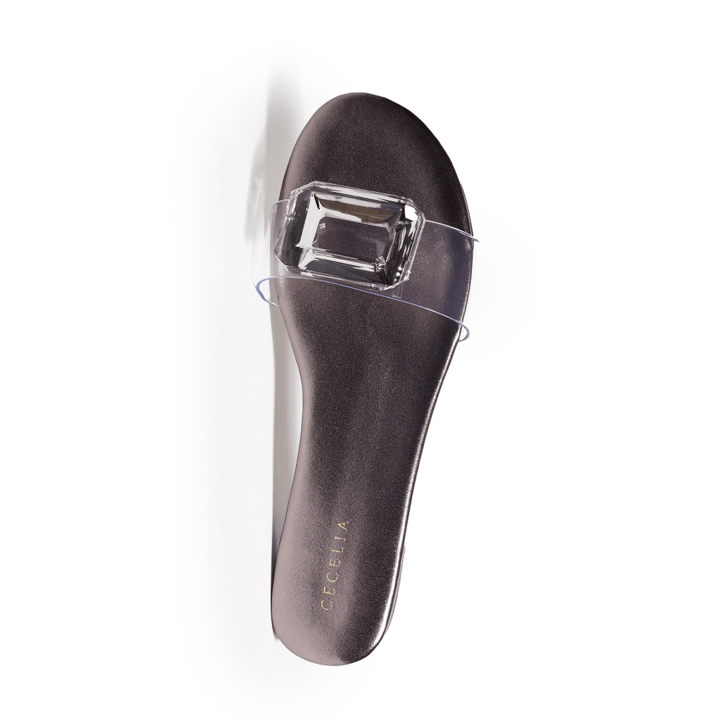 PHILLIS - Pewter Flat Sandal