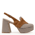 PEACE - COGNAC PLAID PLATFORM PUMP